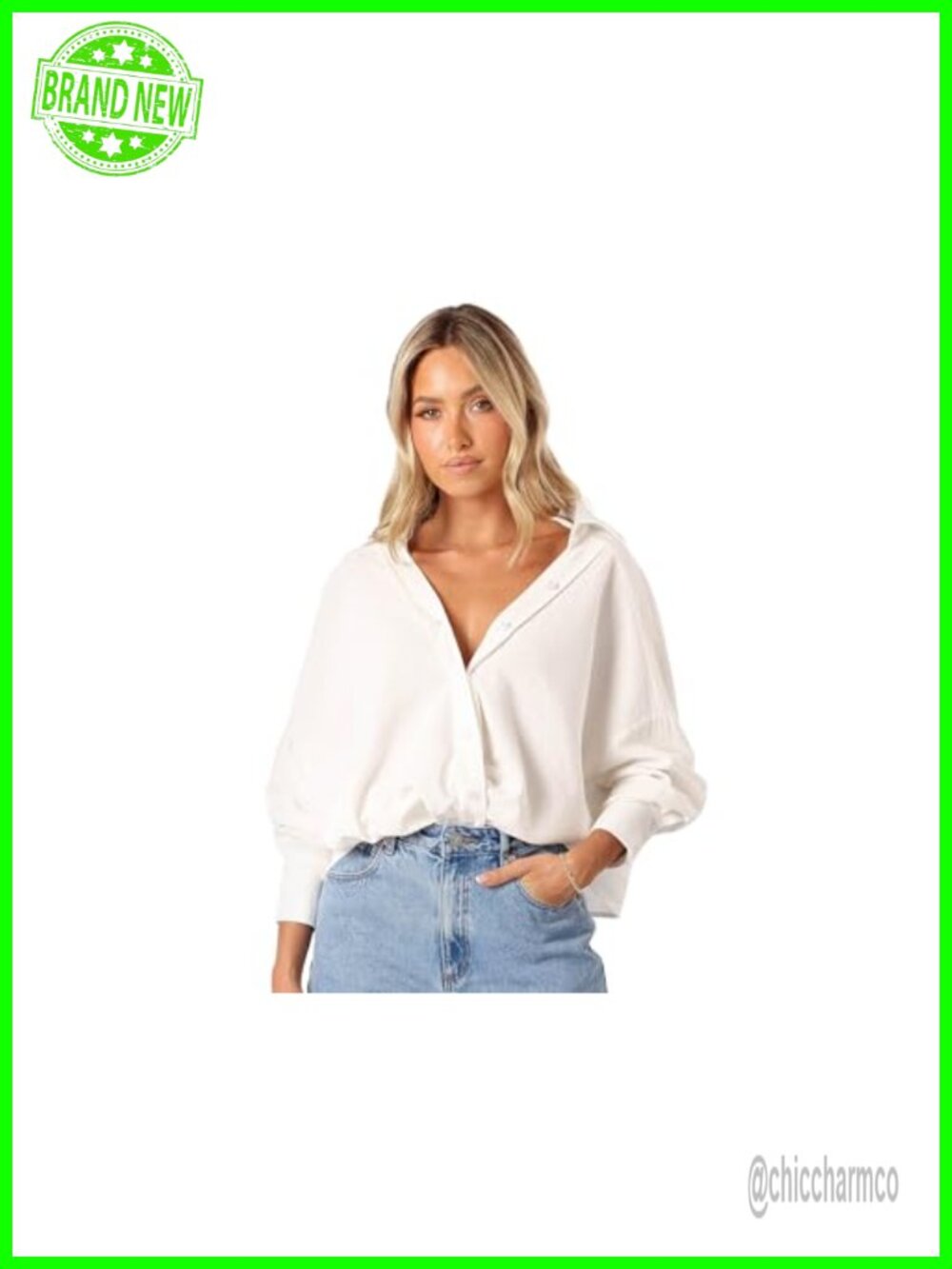 Petal & Pup Mariah Cropped Button-Down Blouse